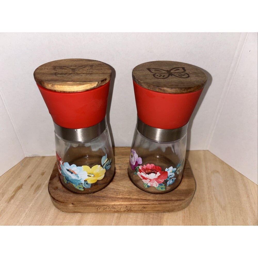 The Pioneer Woman Sweet Romance 3-Piece Salt & Pepper Grinder Set New No Box